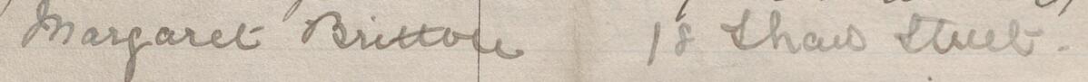 Image of Margaret Britton's signature and address in the petition
