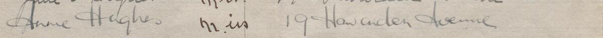 Image of Annie Hughes Miss's signature and address in the petition
