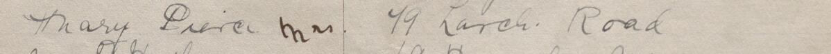 Image of Mary Peirce Mrs's signature and address in the petition