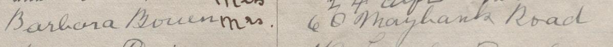 Image of Barbara Bowen Mrs.'s signature and address in the petition