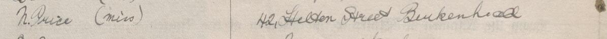 Image of N Price (Miss)'s signature and address in the petition