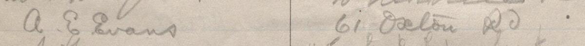 Image of A E Evans's signature and address in the petition