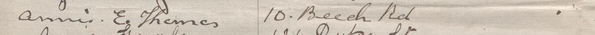 Image of Annie E. Thomas's signature and address in the petition