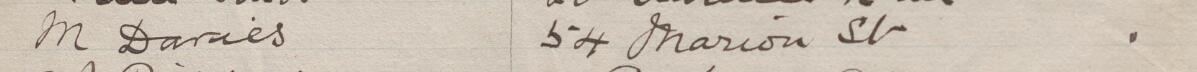 Image of M Davies's signature and address in the petition