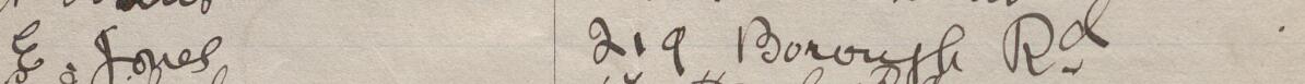 Image of E Jones's signature and address in the petition