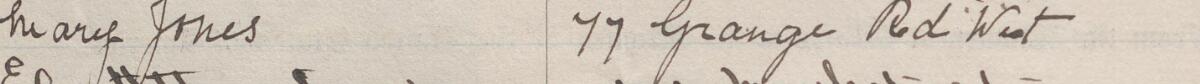 Image of Mary Jones's signature and address in the petition