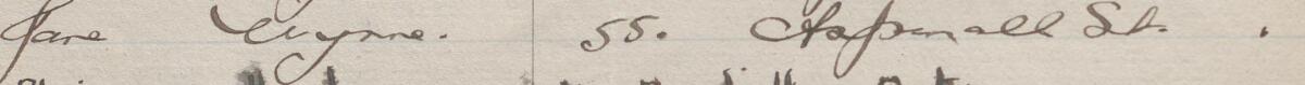Image of Jane Wynne's signature and address in the petition