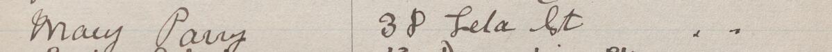 Image of Mary Parry's signature and address in the petition