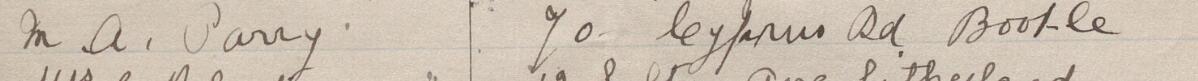 Image of M A Parry's signature and address in the petition