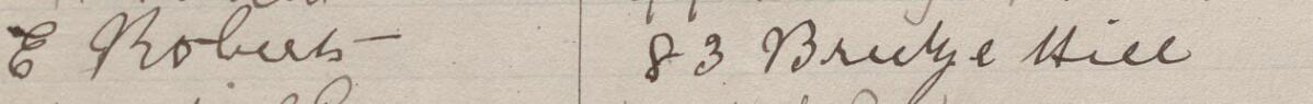 Image of E Roberts's signature and address in the petition