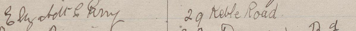 Image of Elizabeth C Parry's signature and address in the petition