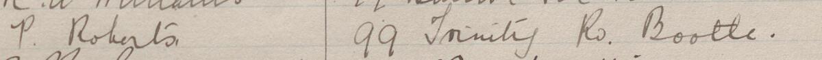 Image of P Roberts's signature and address in the petition