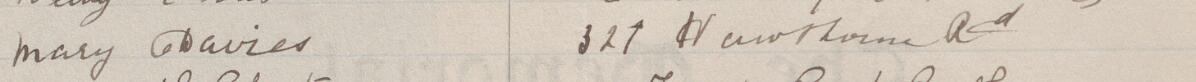 Image of Mary Davies's signature and address in the petition