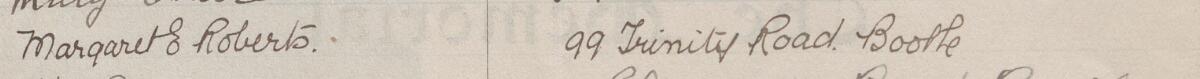 Image of Margaret Roberts's signature and address in the petition