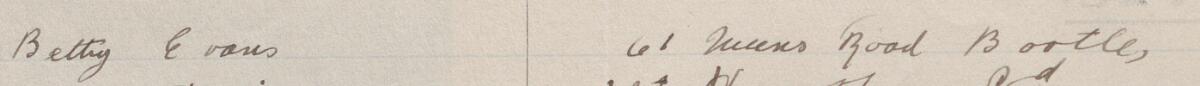 Image of Betty Evans's signature and address in the petition