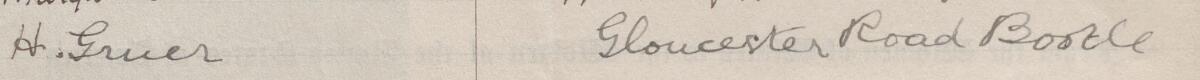 Image of H Gruer's signature and address in the petition