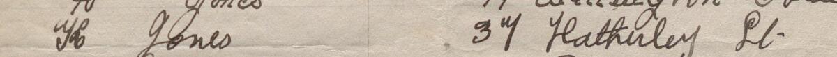 Image of H Jones's signature and address in the petition