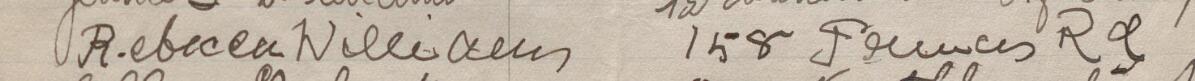 Image of Rebecca Williams's signature and address in the petition
