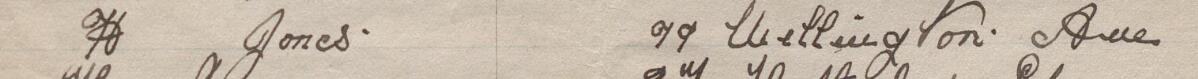 Image of H Jones's signature and address in the petition