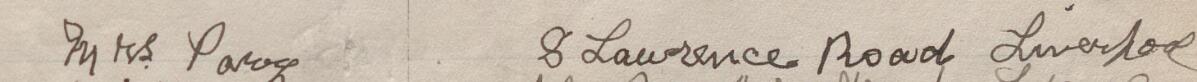 Image of Mrs. Parry's signature and address in the petition