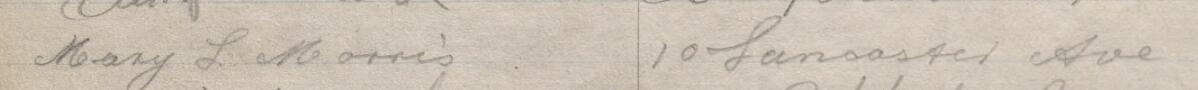 Image of Mary L Morris's signature and address in the petition