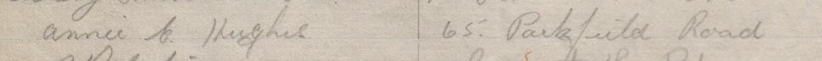 Image of Annie E. Hughes's signature and address in the petition