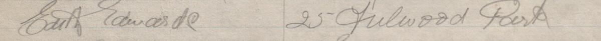 Image of Edith Edwards's signature and address in the petition