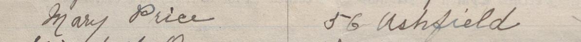 Image of Mary Price's signature and address in the petition