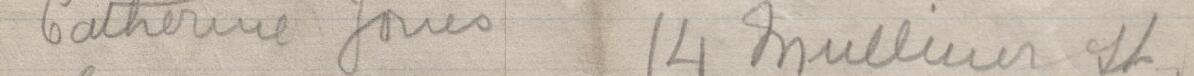 Image of Catherine Jones's signature and address in the petition