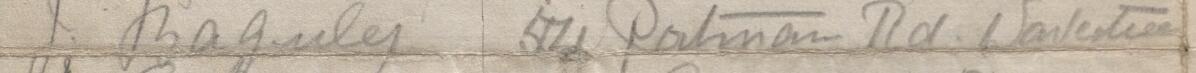 Image of J. Baguley's signature and address in the petition