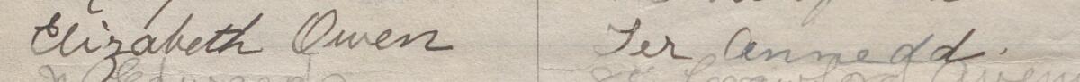 Image of Elizabeth Owen's signature and address in the petition