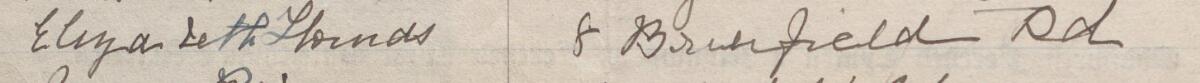 Image of Elizabeth Hounds's signature and address in the petition