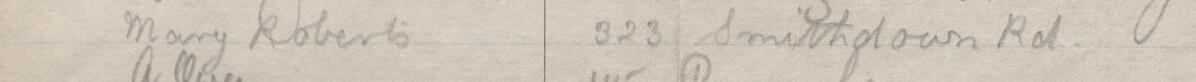 Image of Mary roberts's signature and address in the petition