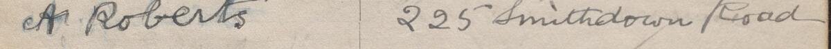 Image of A Roberts's signature and address in the petition