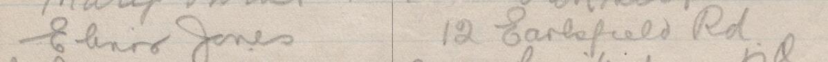 Image of Elinor Jones's signature and address in the petition