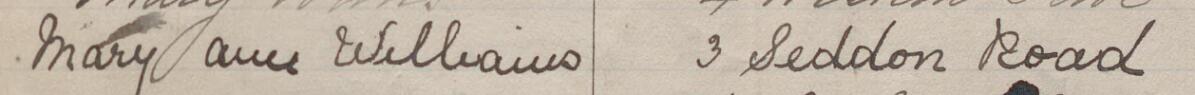 Image of Mary Ann Williams's signature and address in the petition