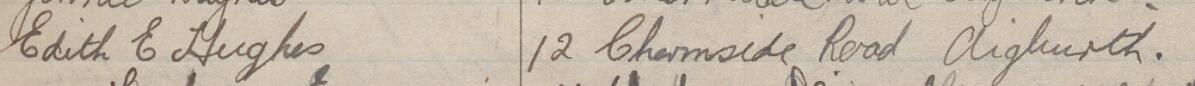 Image of Edith E. Hughes's signature and address in the petition