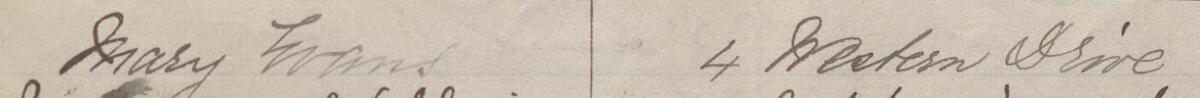 Image of Mary Evans's signature and address in the petition