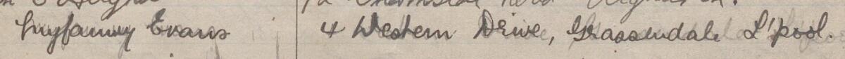 Image of Myfanwy Evans's signature and address in the petition