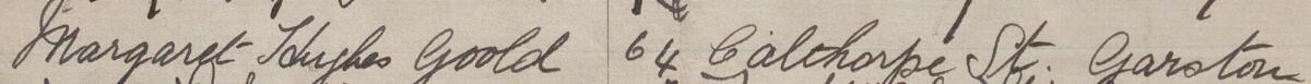 Image of Margaret Hughes Goold's signature and address in the petition