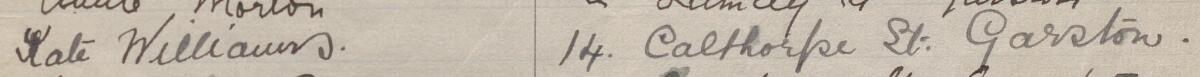 Image of Kate Williams's signature and address in the petition