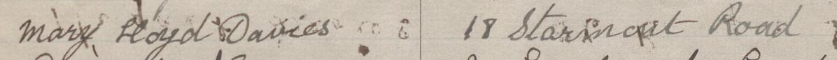 Image of Mary Lloyd Davies's signature and address in the petition