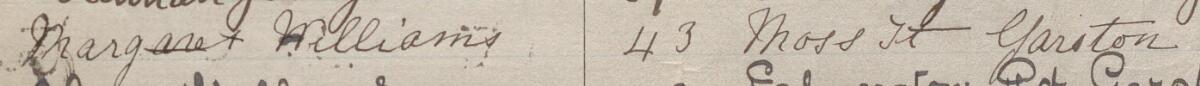 Image of Margaret Williams's signature and address in the petition