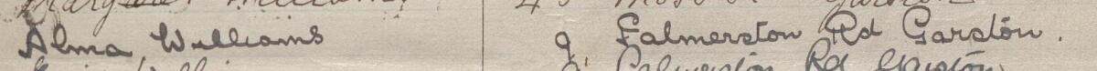 Image of Alma Williams's signature and address in the petition