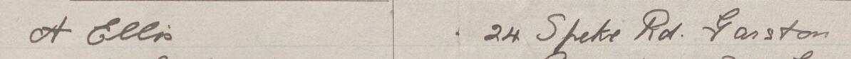 Image of A. Ellis's signature and address in the petition