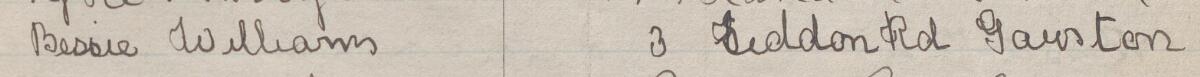 Image of Bessie Williams's signature and address in the petition