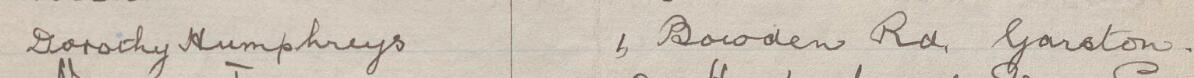 Image of Dorothy Humphreys's signature and address in the petition