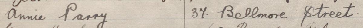Image of Annie Parry's signature and address in the petition
