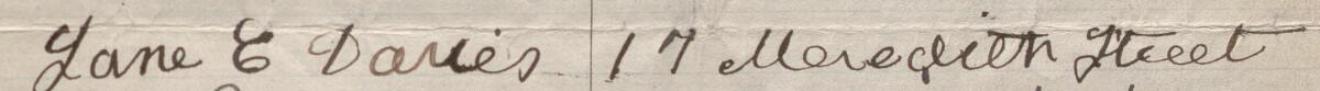Image of Jane E. Davies's signature and address in the petition