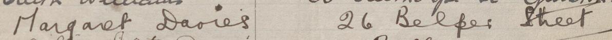 Image of Margaret Davies's signature and address in the petition